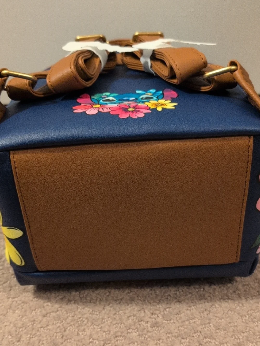Loungefly Disney Navy Blue Stitch Floral Mini Backpack NWT